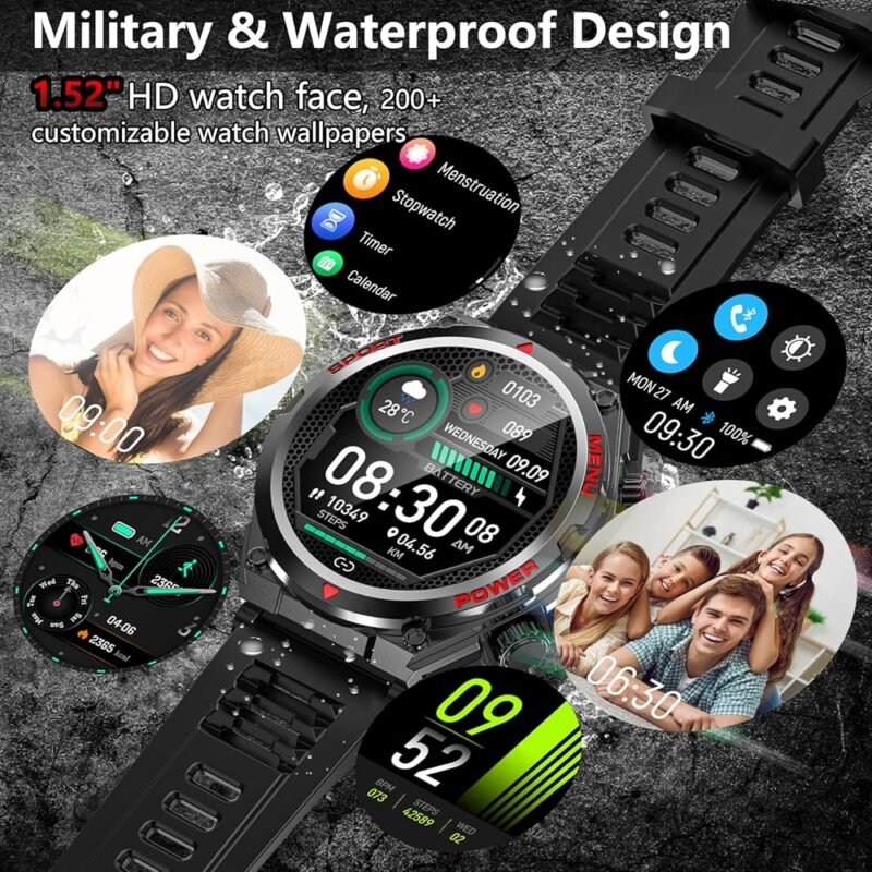 Reloj Inteligente Militar 1.52 Pulgadas Bluetooth para Hombres y Mujeres - Imagen 2