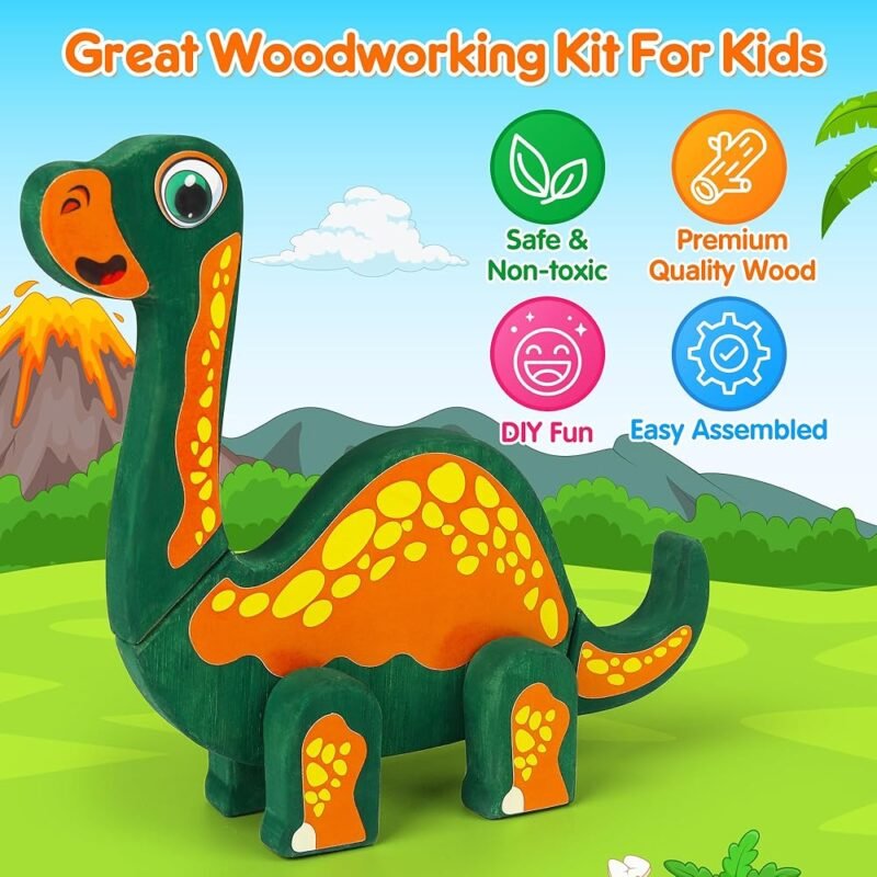 Mocoosy Kit de Juguetes de Dinosaurio de Madera para Niños - Imagen 4