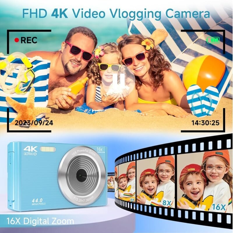 Cámara Digital SMARTKLIK FHD 4K 44MP Azul para Adolescentes - Imagen 3