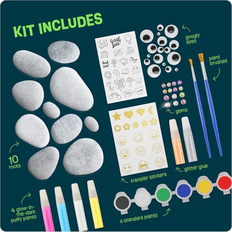 Dan&Darci Kit de pintura de roca para niños que brilla en la oscuridad - Imagen 4