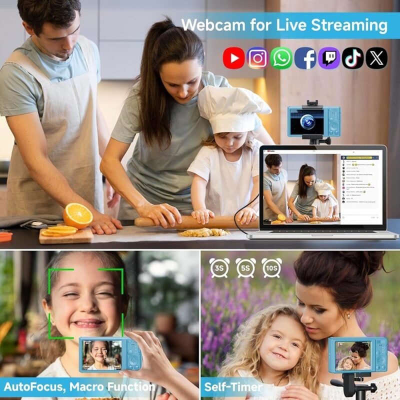 Cámara Digital SMARTKLIK FHD 4K 44MP Azul para Adolescentes - Imagen 5