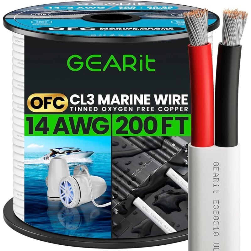 GearIT Cable Marino 14/2 200 Pies Cobre OFC para Altavoces