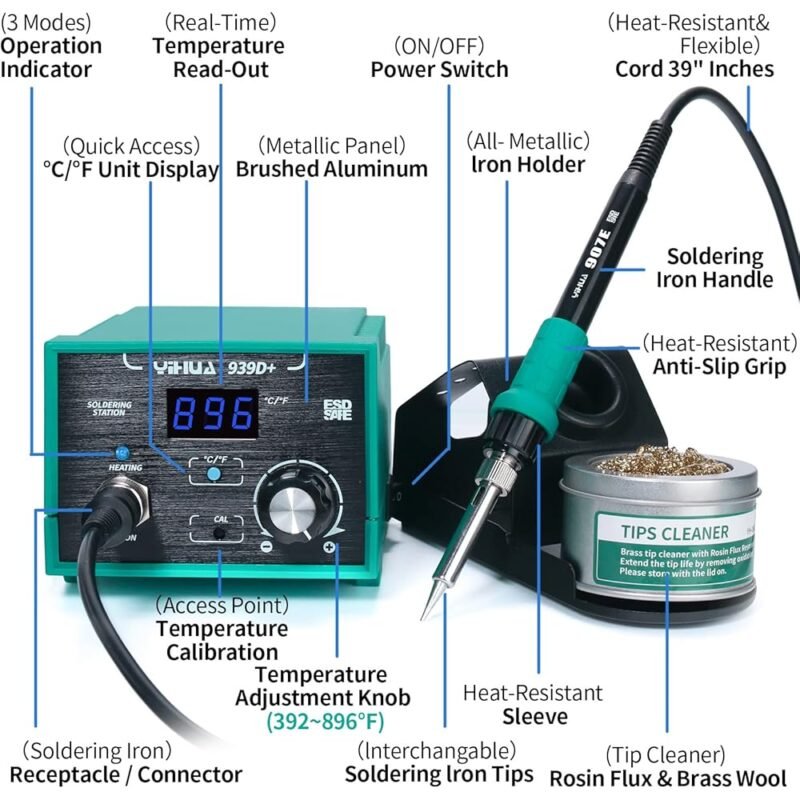 YIHUA 939D+ Estación de Soldadura Digital 75W Control de Calor Preciso - Imagen 2