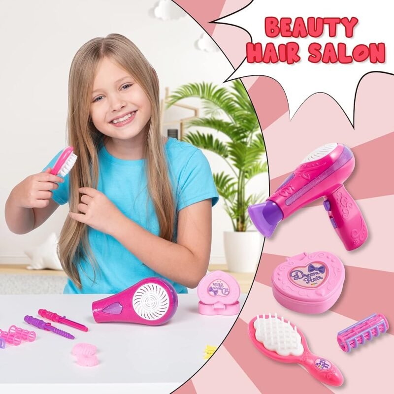 JOYIN Juego de 17 Piezas de Salón de Belleza Kit de Estilista para Niñas - Imagen 5