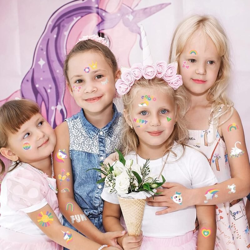 Gabizafia Tatuajes Temporales Unicornio Arco Iris para Niños - Imagen 6