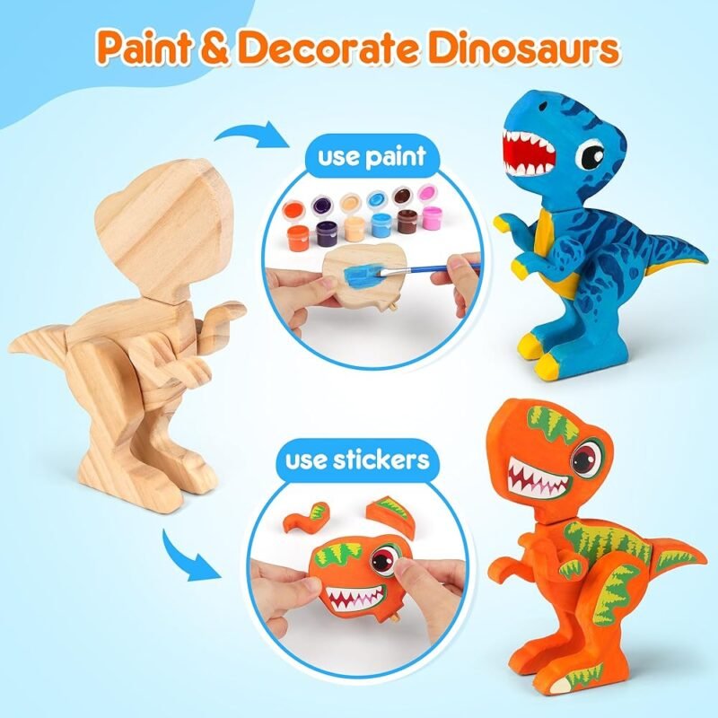 Mocoosy Kit de Juguetes de Dinosaurio de Madera para Niños - Imagen 2