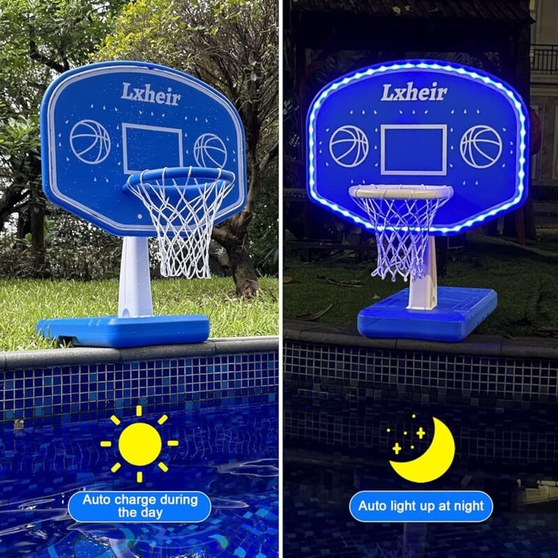 Aro de Baloncesto para Piscina Lxheir con Luces LED y Base Resistente - Imagen 2