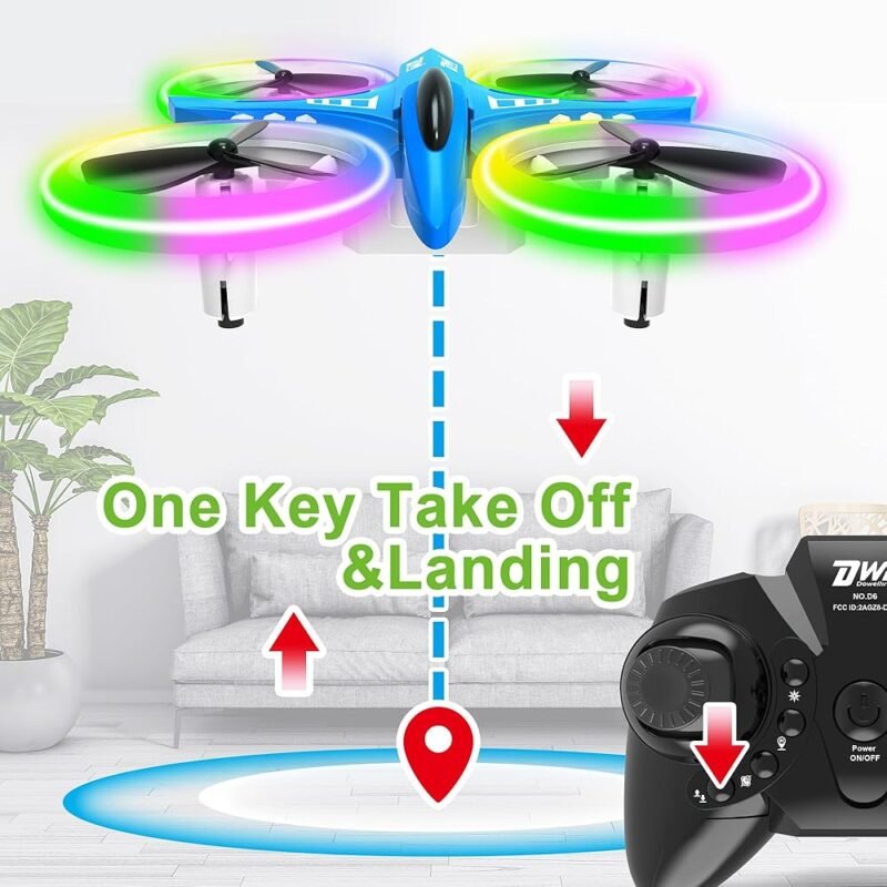 Dwi Dowellin Mini Dron 4.9 Pulgadas con Luces LED y Control Remoto - Imagen 4