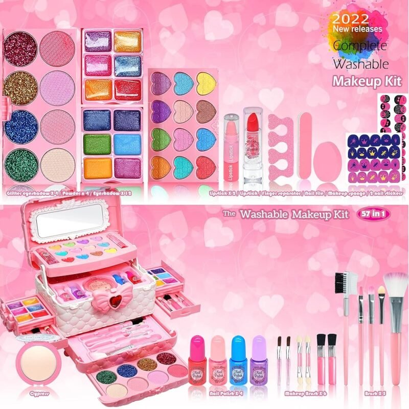 ROKKES Kit de Maquillaje para Niñas Juguetes Cosméticos Lavables - Imagen 2