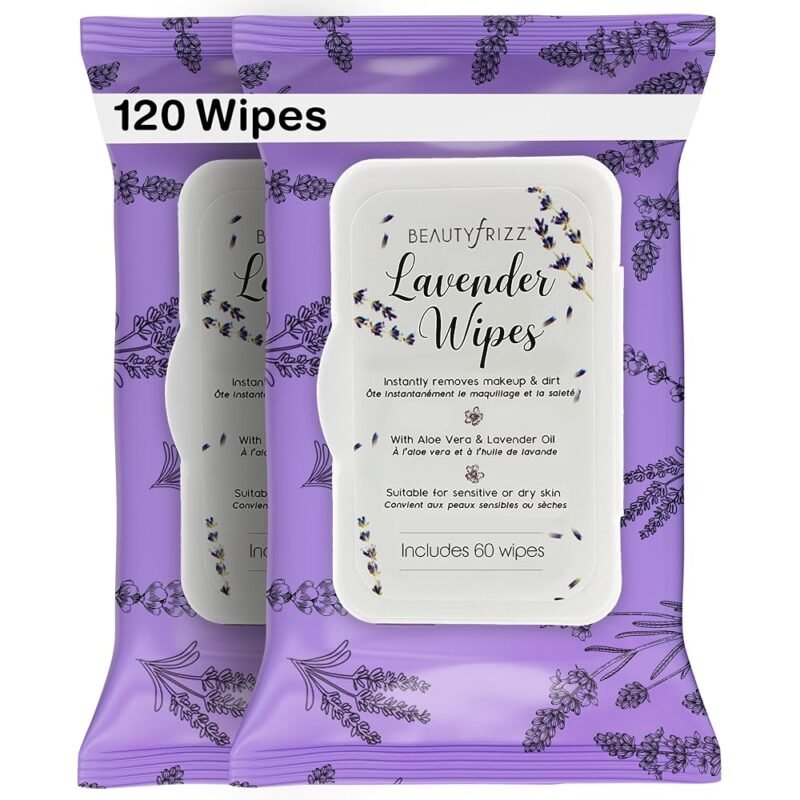 Toallitas limpiadoras faciales de lavanda Beautyfrizz 120 piezas