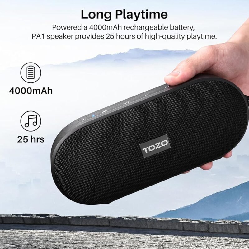 TOZO Altavoz Bluetooth PA1 Sonido Estéreo Impermeable Potente - Imagen 2