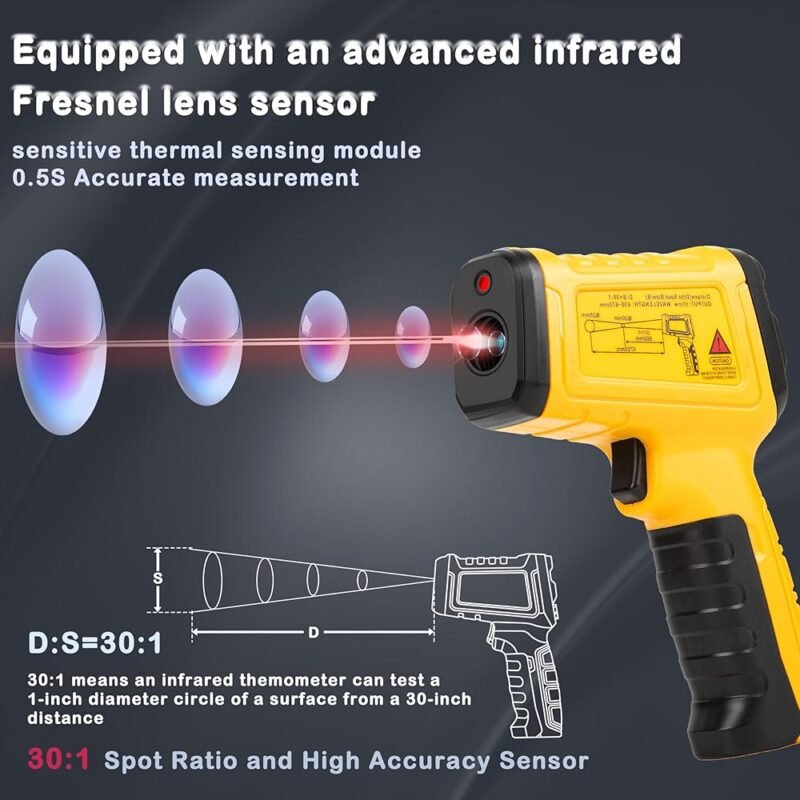 SURPEER Pistola de temperatura infrarroja 2552℉ alta precisión - Imagen 2