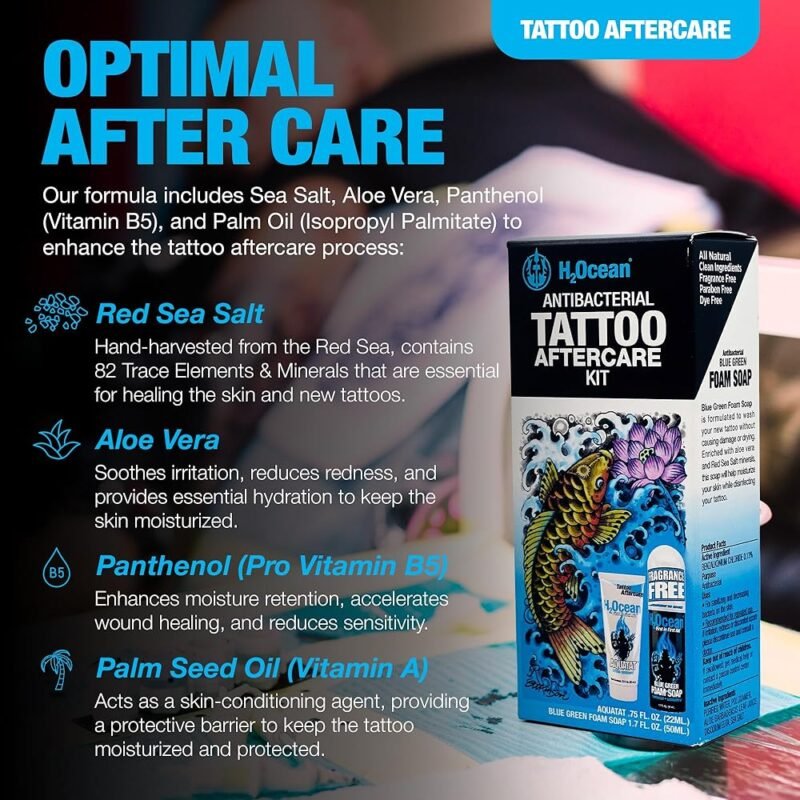 H2Ocean Kit de Cuidado Posterior Antibacteriano para Tatuajes - Imagen 8