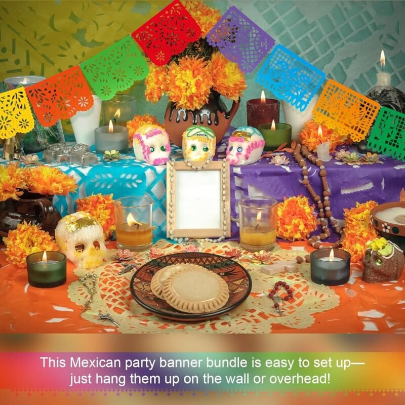 KINLOP 20 Pancartas de Fiesta Mexicana de Papel Picado para Celebraciones - Imagen 6