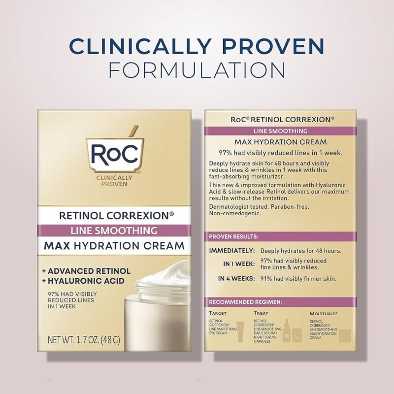 RoC Retinol Correxion Max Hidratación Diaria Hidratante Facial Antienvejecimiento - Imagen 8