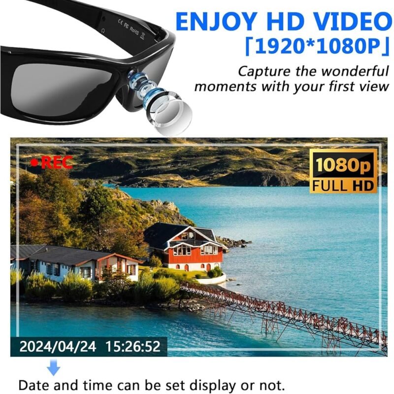 UYIKOO Lentes Inteligentes con Auriculares Bluetooth 5.0 y Cámara HD1080P - Imagen 3