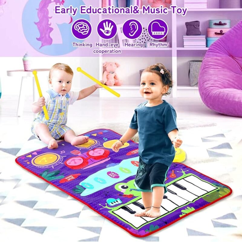 GIVISION Juguetes Musicales para Bebés Alfombra Piano y Tambor 1-3 Años - Imagen 5