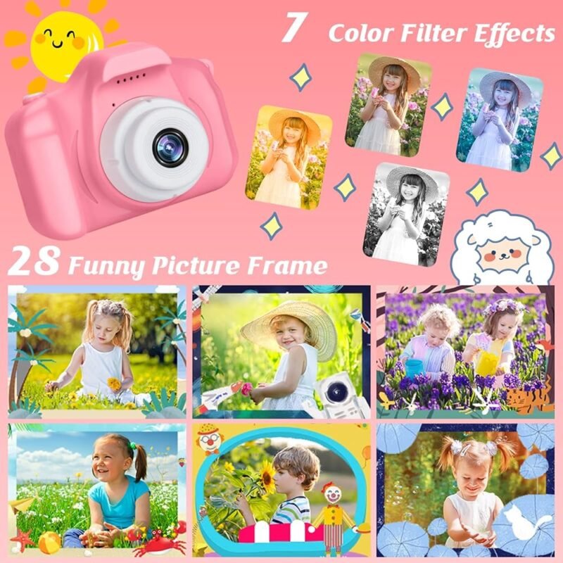 Cámara Digital SINEAU para Niños Rosa 1080P con Tarjeta SD de 32GB - Imagen 4