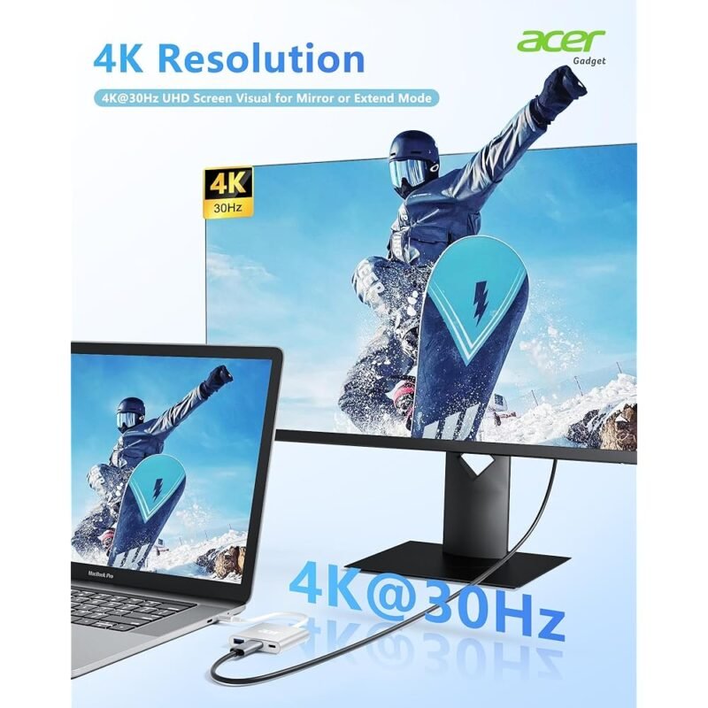 Acer Adaptador USB C a HDMI 4K con 100 W PD y USB 3.0 - Imagen 5