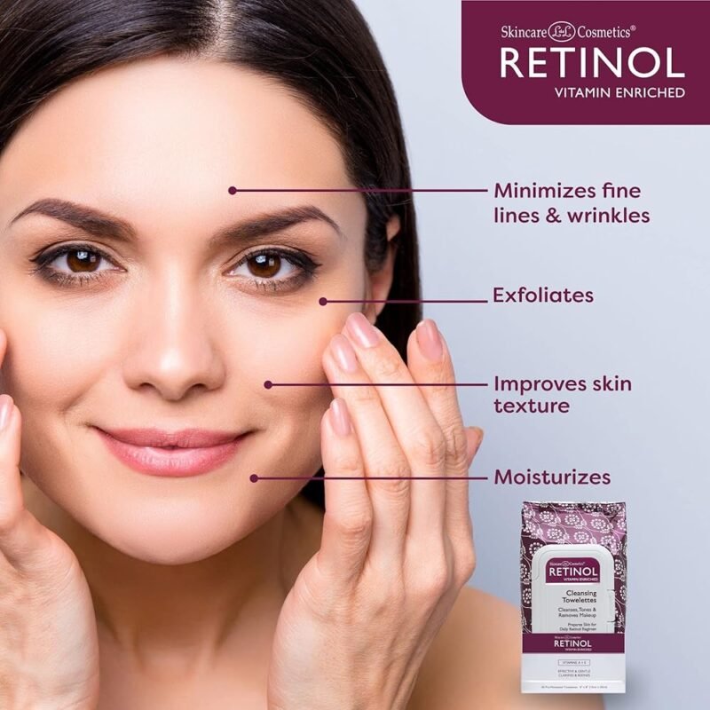 Retinol Toallitas Limpiadoras Antienvejecimiento Todo en Uno - Imagen 4