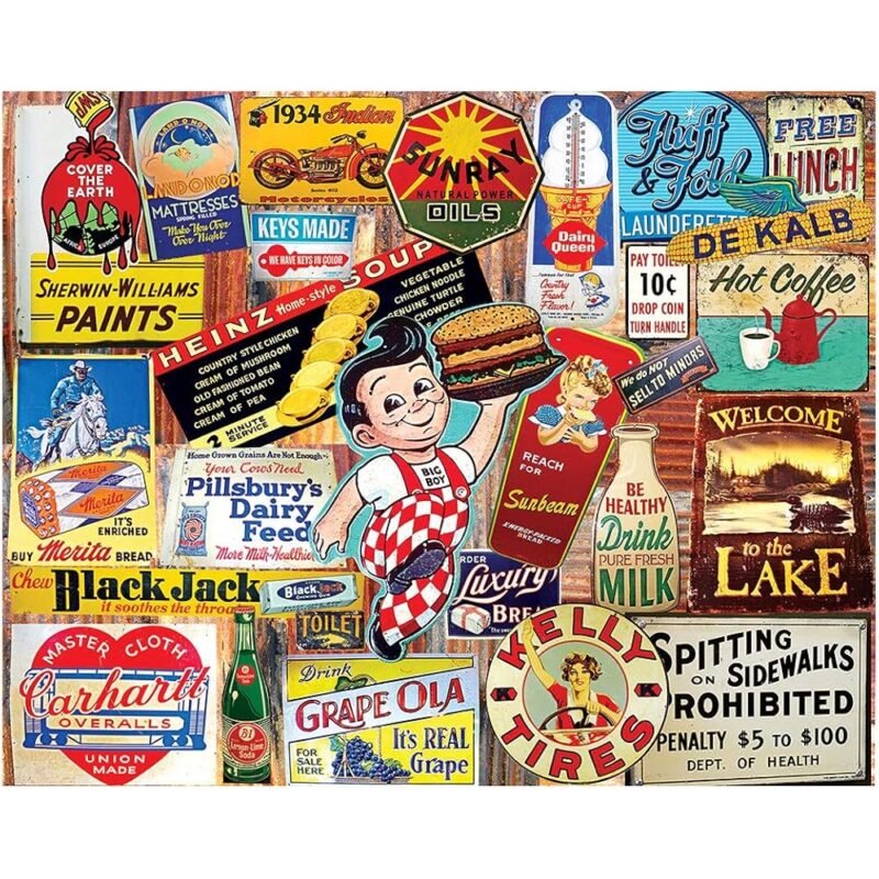 White Mountain Puzzles Rompecabezas Vintage Signs 1000 Piezas