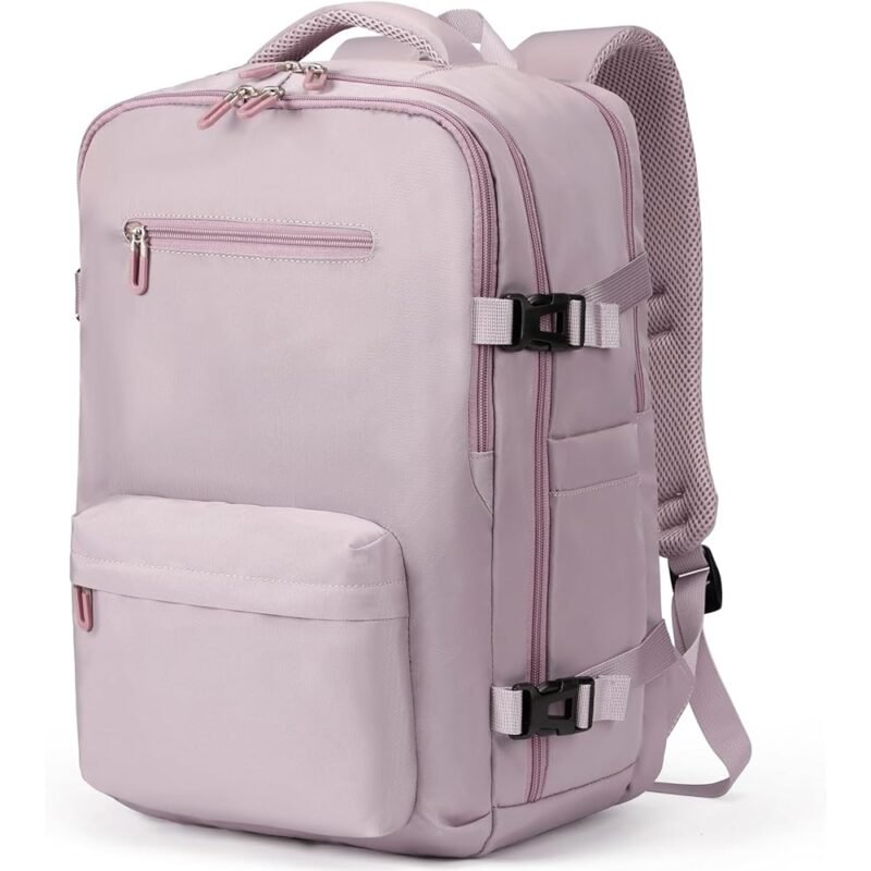 SHRRADOO Mochila de viaje para laptop 17 pulgadas rosa caqui