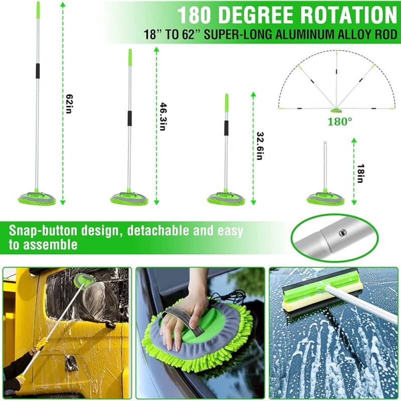 Kit de Lavado de Autos de 17 Piezas con Trapeador de 62 Pulgadas - Imagen 3