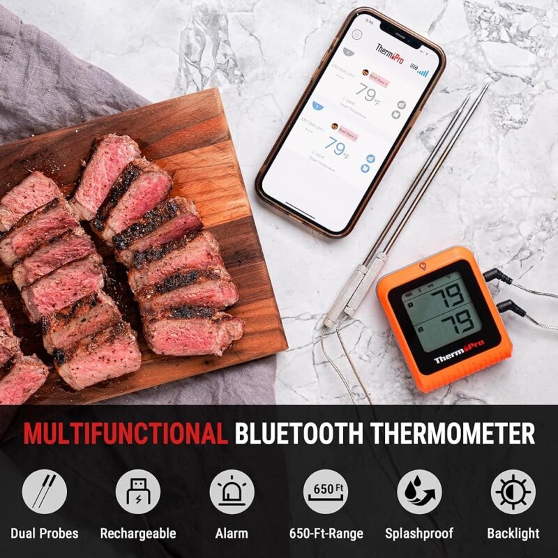 ThermoPro Termómetro Inalámbrico de Carne Bluetooth 650 Pies para Horno - Imagen 4