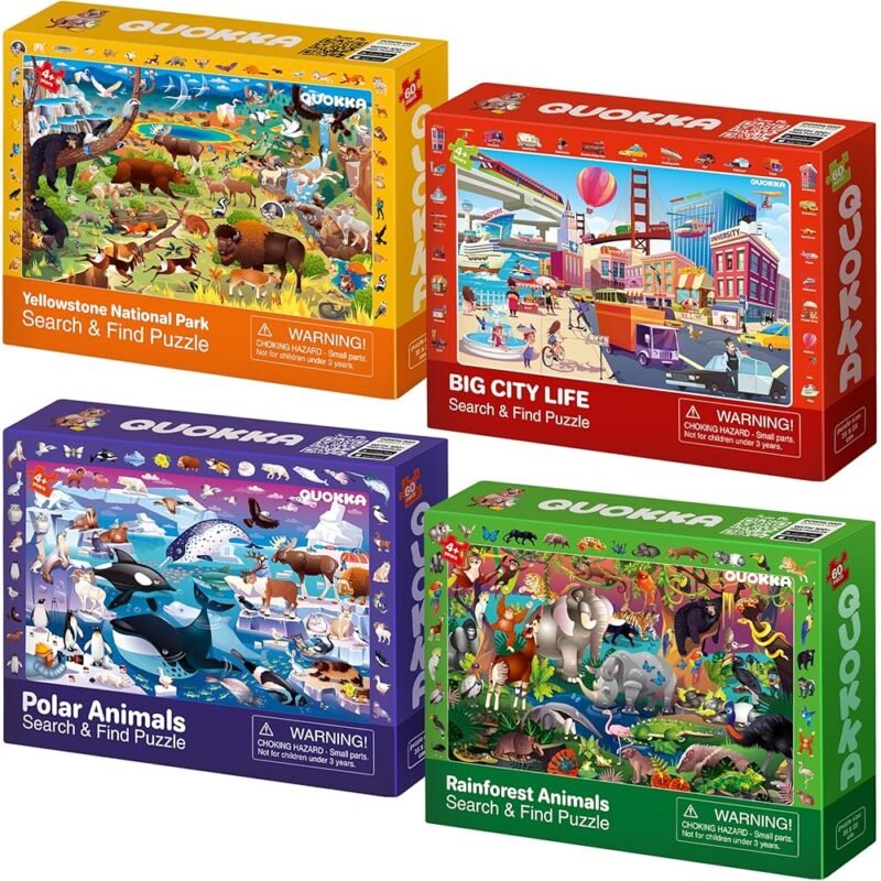 QUOKKA Puzzles para Niños de 4 a 8 Años Set de 4 Puzzles Educativos