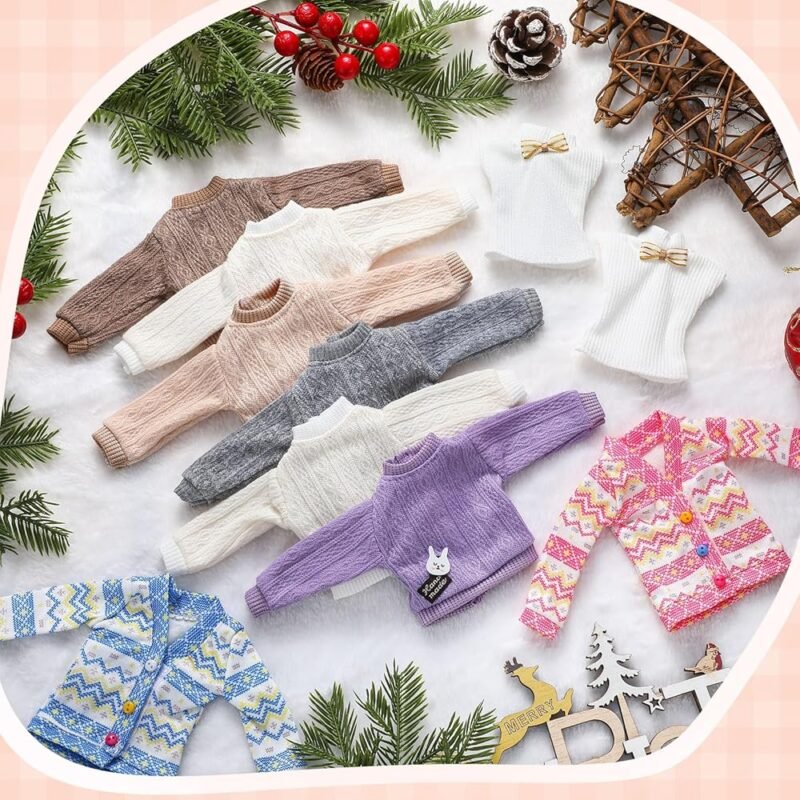 Conjunto de Ropa de Elfo de Navidad 10 Piezas para Muñecas - Imagen 7