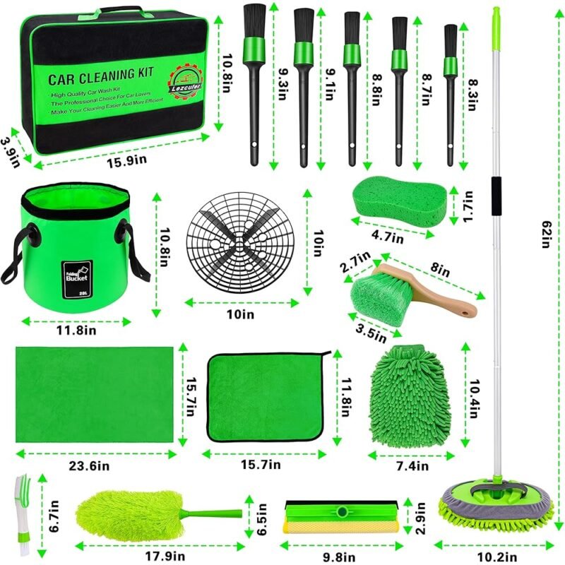 Kit de Lavado de Autos de 17 Piezas con Trapeador de 62 Pulgadas - Imagen 2