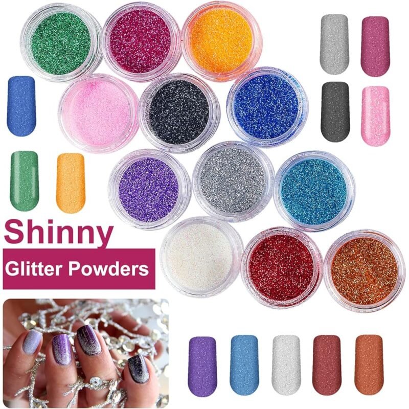 BLIFF Kit de Uñas Acrílicas para Principiantes con 12 Polvos y Purpurina - Imagen 3