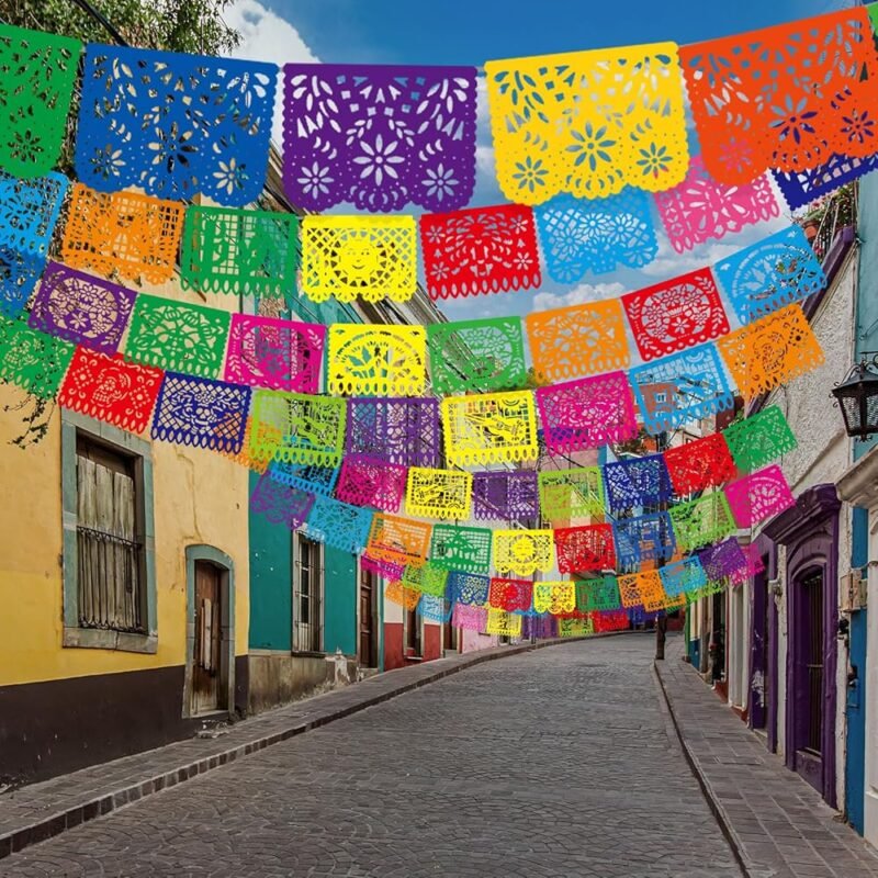 KINLOP 20 Pancartas de Fiesta Mexicana de Papel Picado para Celebraciones - Imagen 4