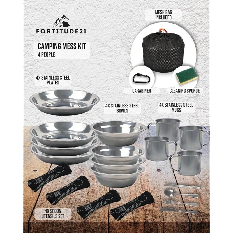 FORTITUDE21 Kit de Camping Utensilios y Vajilla Todo en Uno - Imagen 2