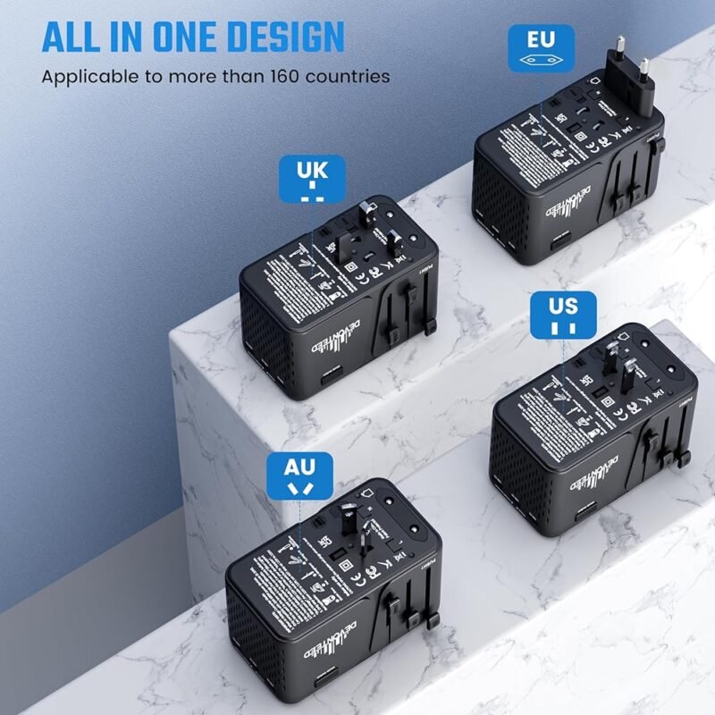 DEVONTEED Convertidor de Voltaje de 220 V a 110 V con 3 USB C - Imagen 4