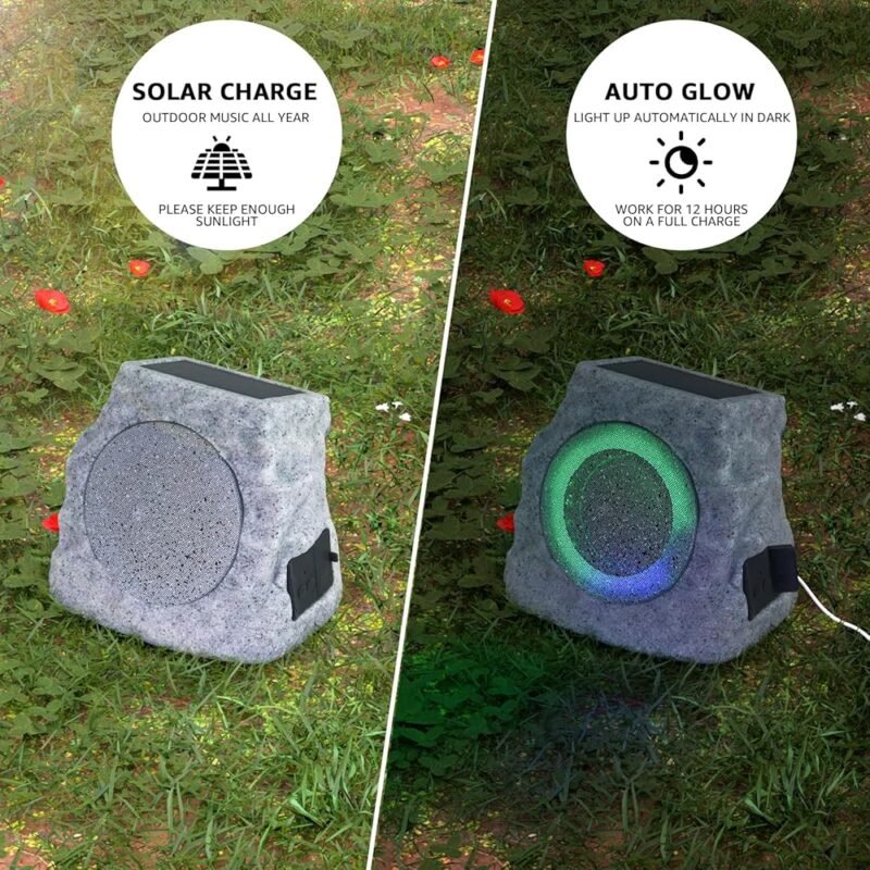 GGII Altavoz de Roca al Aire Libre Bluetooth Impermeable Solar - Imagen 4