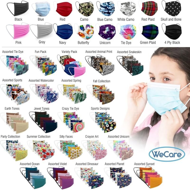 WeCare Mascarillas Desechables para Niños 50 Máscaras Surtidas Estilo Veraniego - Imagen 2