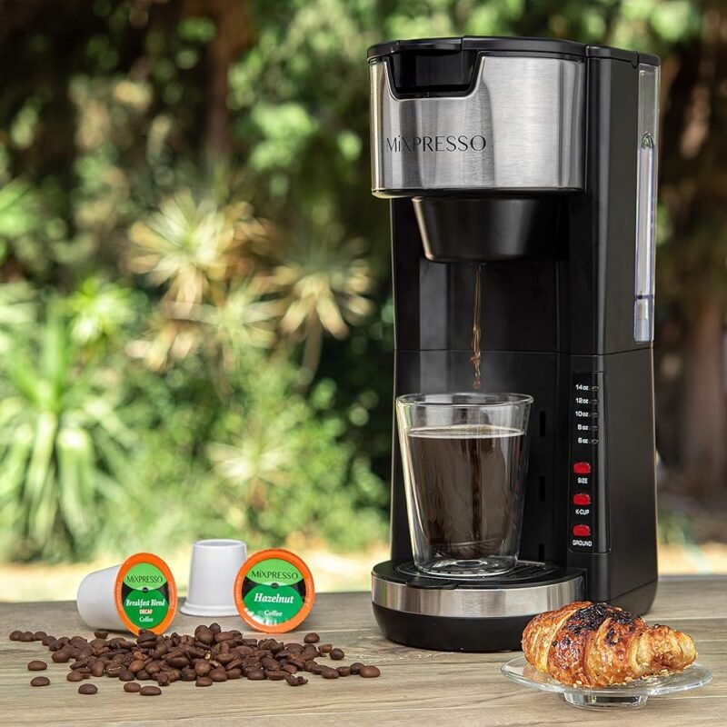 Mixpresso Cafetera de Una Sola Porción Compatible con K-Cup y Café Molido - Imagen 4