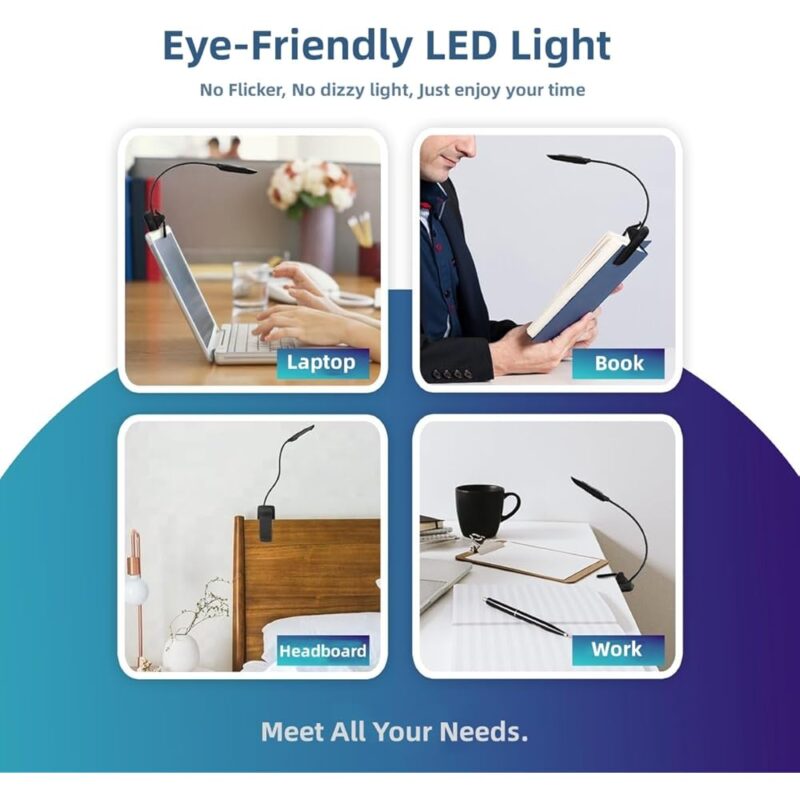 Luz de Libro Ámbar Recargable con 7 LED para Leer en la Cama - Image 6