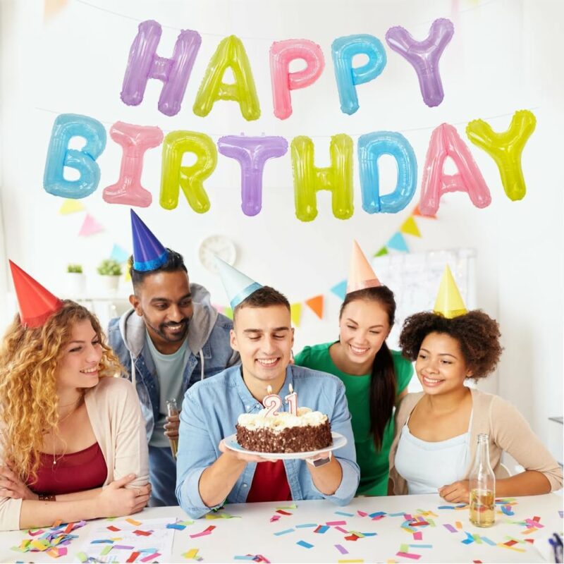 TONIFUL Cartel de globos de Feliz Cumpleaños 16 pulgadas para fiestas - Image 3