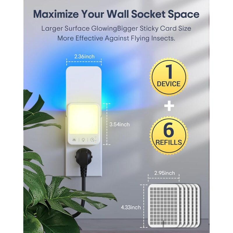 Trampas para Moscas de Frutas para Interiores 2 en 1 con Luz LED y Atractor UV - Image 7
