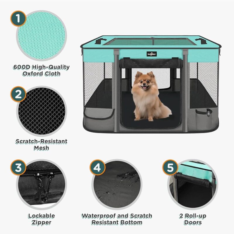 Corralito Plegable para Mascotas Paw Ballet Impermeable y Portátil - Image 3
