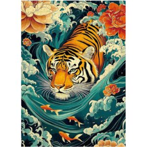 Might Tiger Rompecabezas para Adultos de 1000 Piezas Arte de Animales