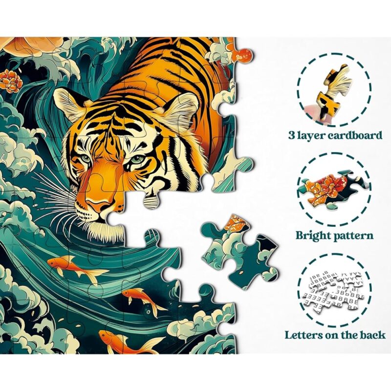 Might Tiger Rompecabezas para Adultos de 1000 Piezas Arte de Animales - Image 4