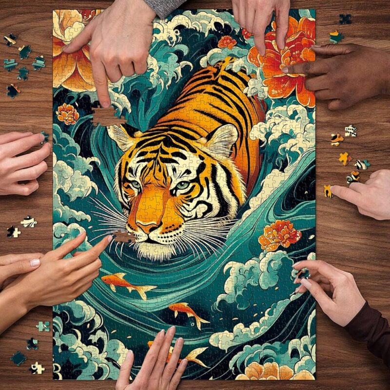 Might Tiger Rompecabezas para Adultos de 1000 Piezas Arte de Animales - Image 6