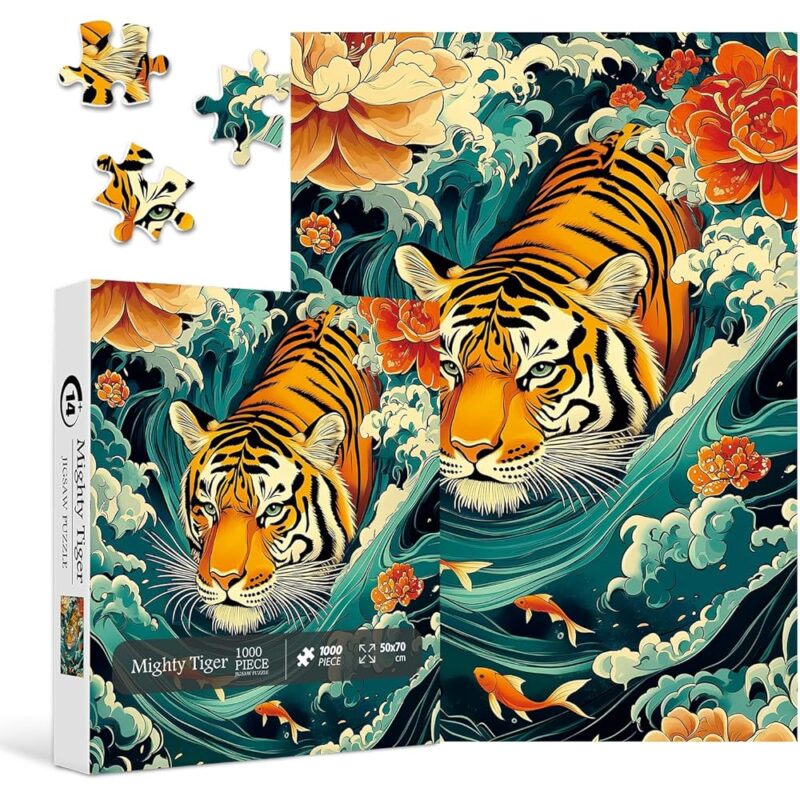 Might Tiger Rompecabezas para Adultos de 1000 Piezas Arte de Animales - Image 2